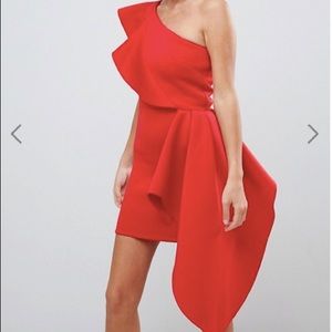 ASOS, True Violet one shoulder frill mini dress!